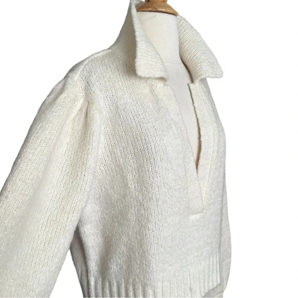 dh NEW YORK Merino Wool Baby Alpaca Cropped Knit Sweater Neutral Casual, Medium - Picture 6 of 16